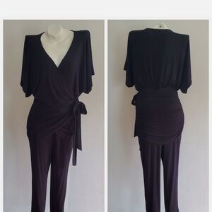 Anthropologie Black Elegant Wrap Jumpsuit